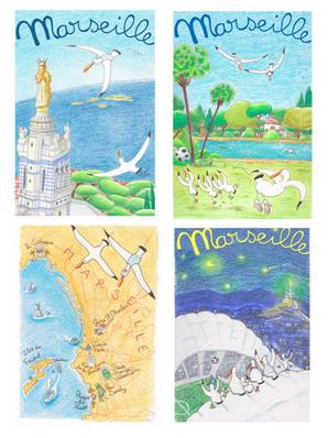 4 cartes postales Marseille