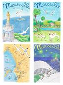 4 cartes postales Marseille